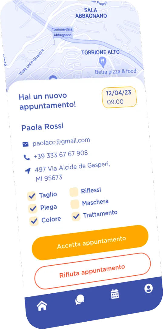 Joy app — schermata prenotazione